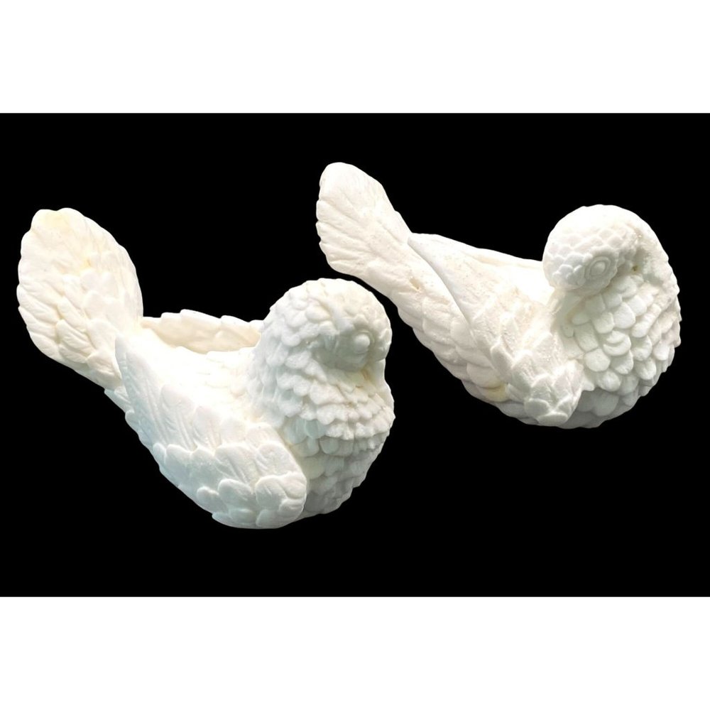 Vintage White Dove Sculptures by A Santini Italy
